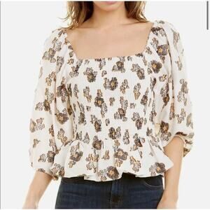 Tanya Taylor Emma Smocked Blouse